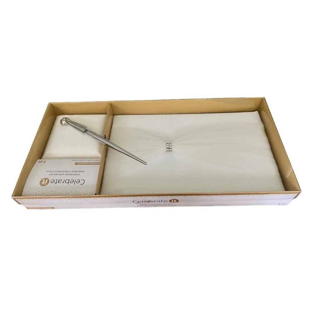 Celebrate It Wedding Guestbook and Pen 3 Piece Set NIB